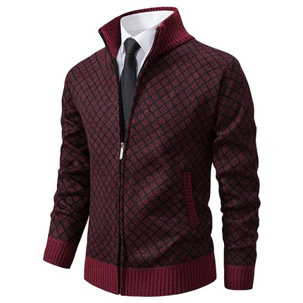 Men's Geometric Zip Knit Vest Bordeaux Group2502