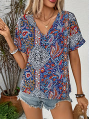 Vintage Paisley Blouse Blue Women Blouse