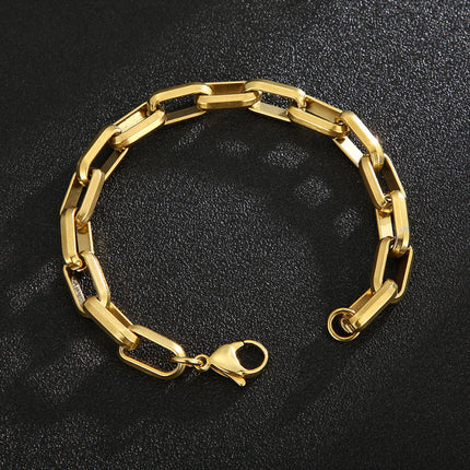 Men’s Titanium Steel Geometric Hip‑Hop Bracelet – Bold Urban Style Gold Bracelet