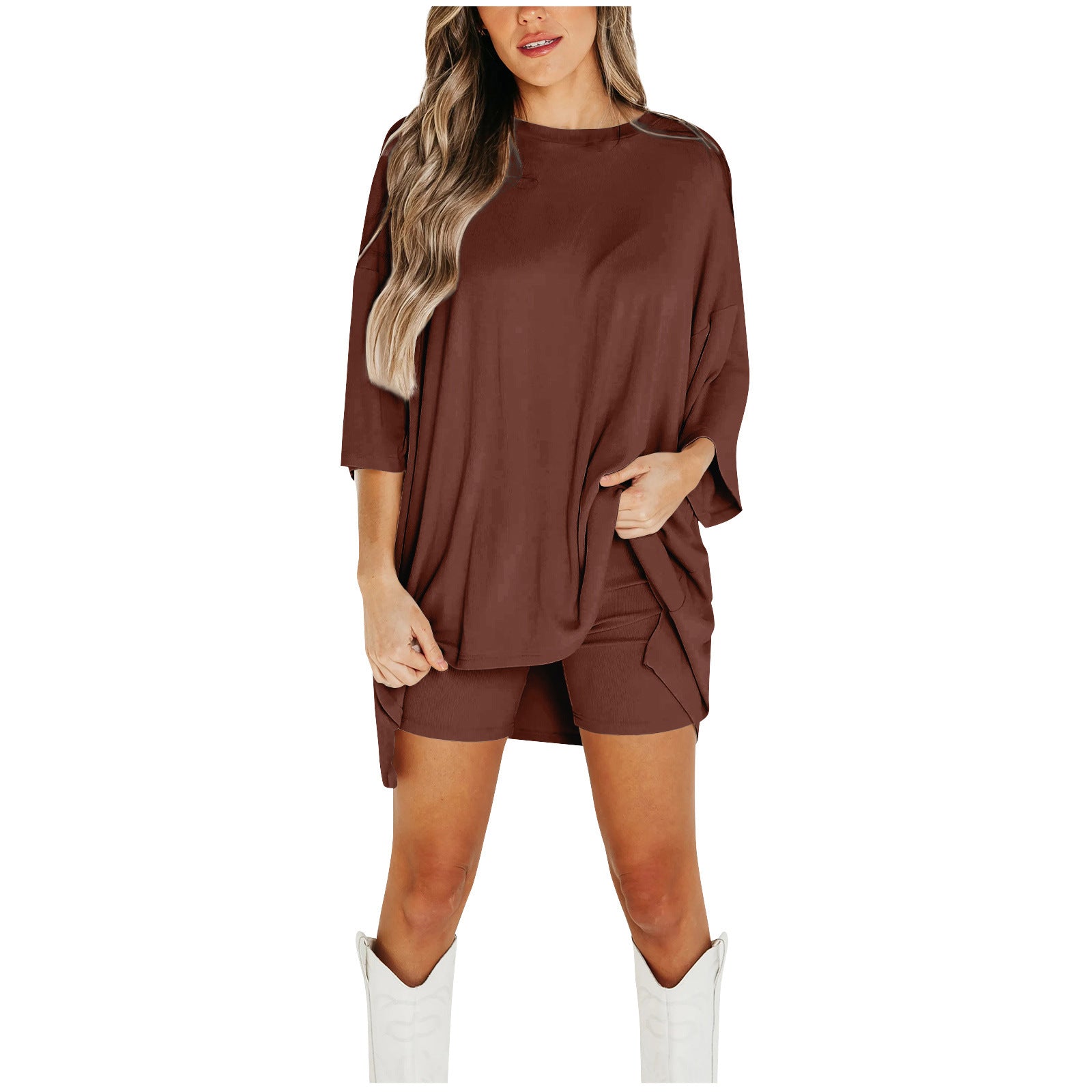 Stylish Summer Shorts Suit for Women - Comfortable Fashion Light Brown Dresses