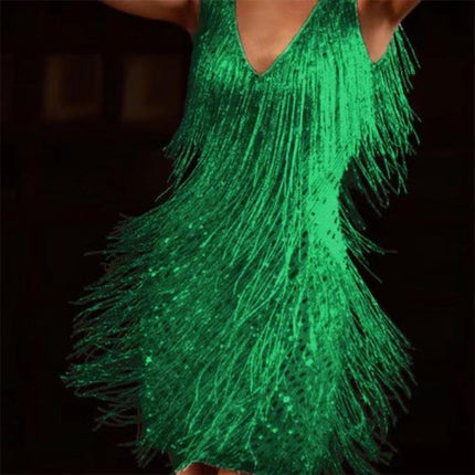 LookHot - V-Neck Slip Dress Green kleid