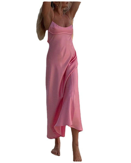Elegant Women’s Satin Camis Long Dress Dresses