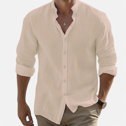 Men’s Cotton-Linen Beach Shirt Khaki Shirt