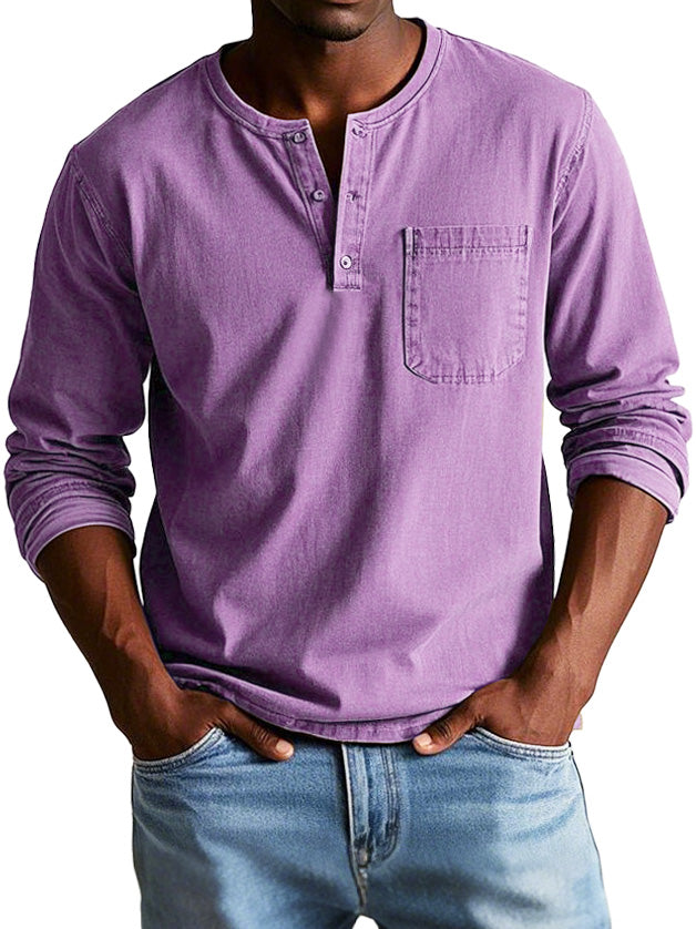 Archer Classic Henley Shirt Purple Men's shirts