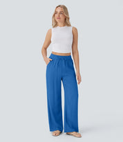 Elegant Linen Wide‑Leg Pants Women Pants