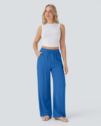 Elegant Linen Wide‑Leg Pants Women Pants