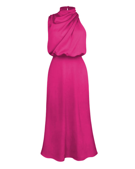 Elegant Sleeveless Summer Evening Party Dress Rose Red Dresses