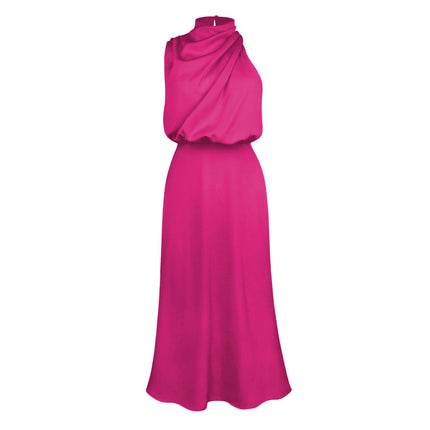 Elegant Sleeveless Summer Evening Party Dress Rose Red Dresses