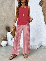 Brenda 2-Piece Summer Set - Chic & Breezy Red Outfit Sets