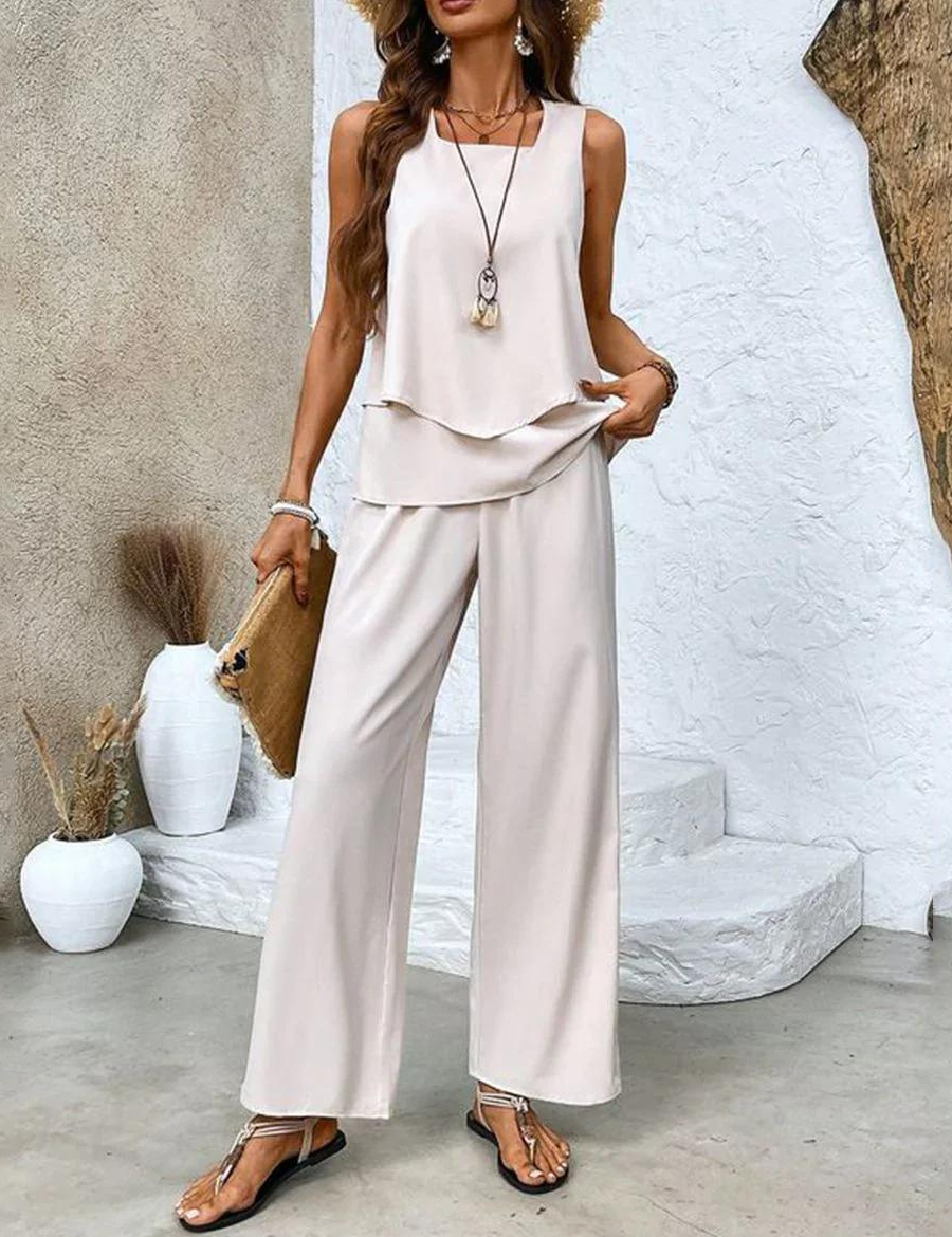 Brenda 2-Piece Summer Set - Chic & Breezy Khaki Outfit Sets
