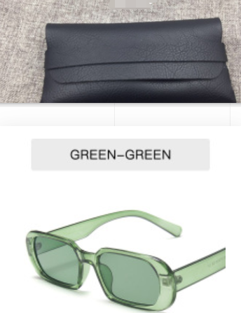 Retro Candy Color Small Frame Sunglasses With glasses bag Olive green Sunglasses