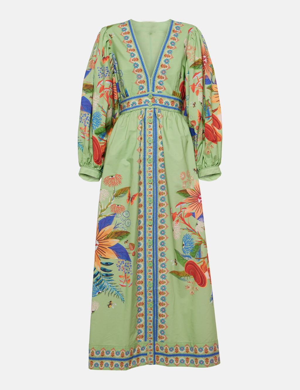 Delicate Floral V-Neck Single Breasted Midi Dress Dresses