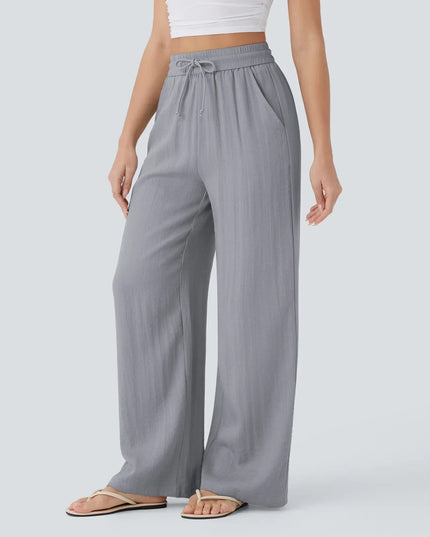 Elegant Linen Wide‑Leg Pants Women Pants