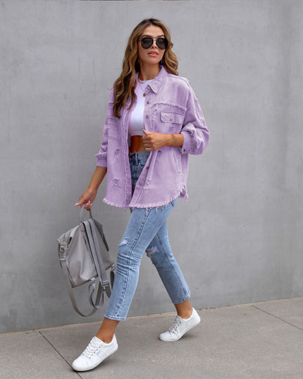 Ripped Overshirt Jacket for Women Jackets