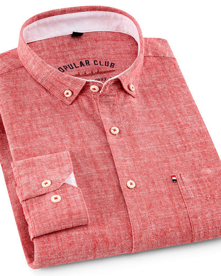 Timeless Button-Up Shirt for All-Day Comfort Brick Red Men Shirts