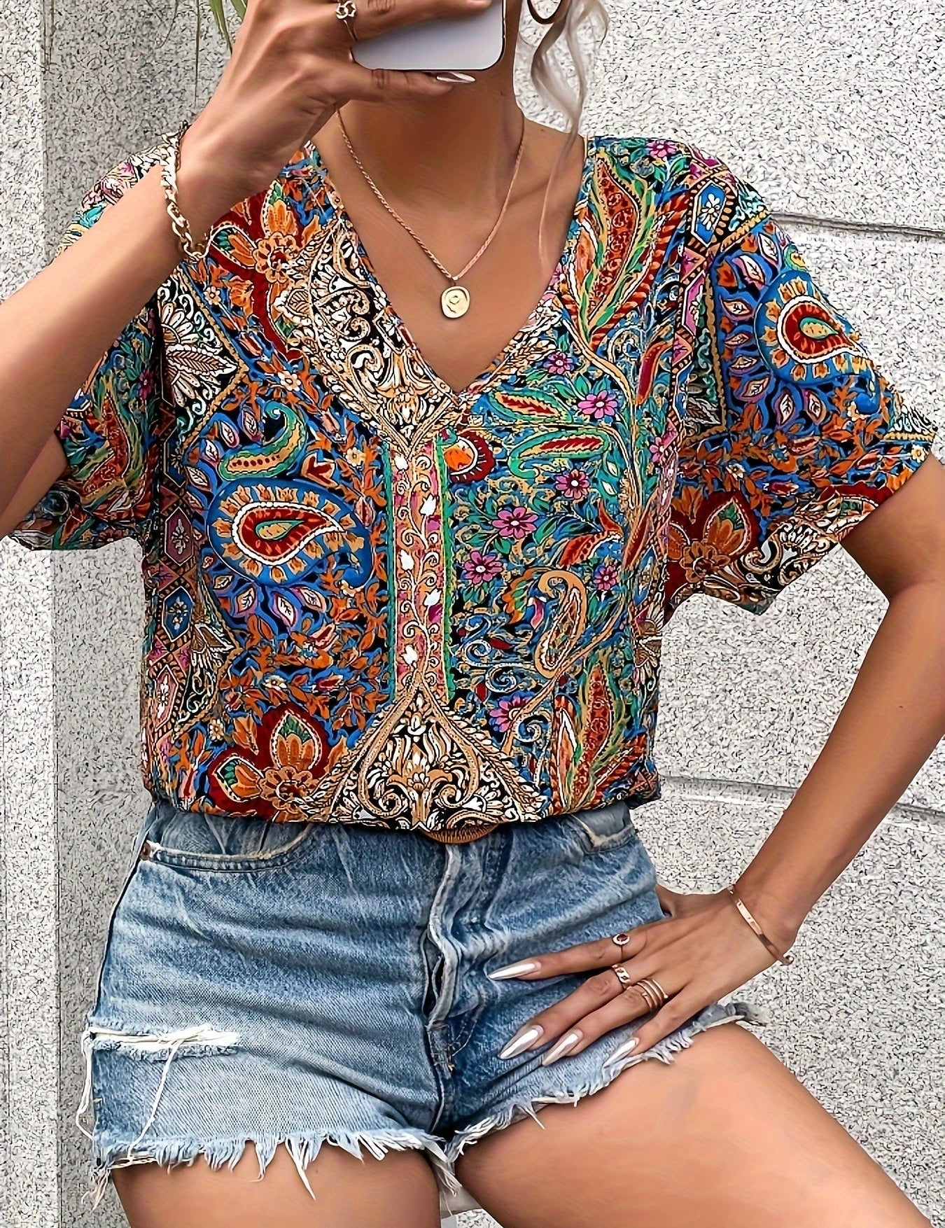 Vintage Paisley Blouse Women Blouse