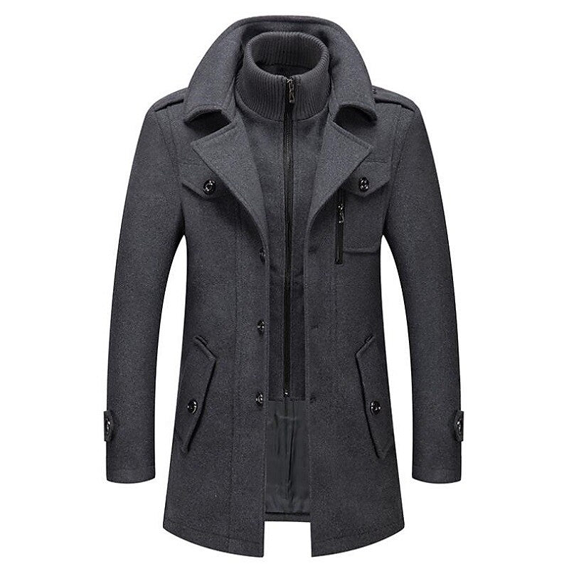 Men's Wool Blend Overcoat Gray Coat