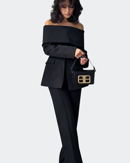 Delia™ | Black Cut Out Off Shoulders Set Two piece set
