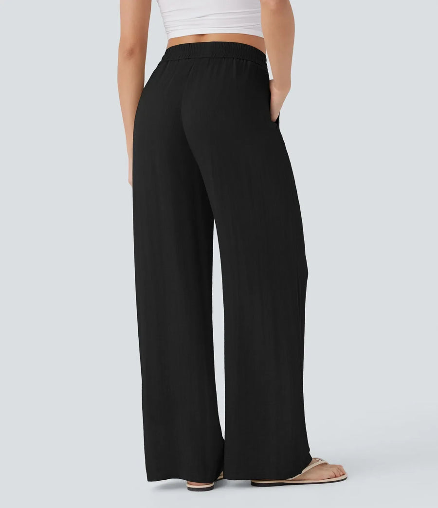 Elegant Linen Wide‑Leg Pants Women Pants