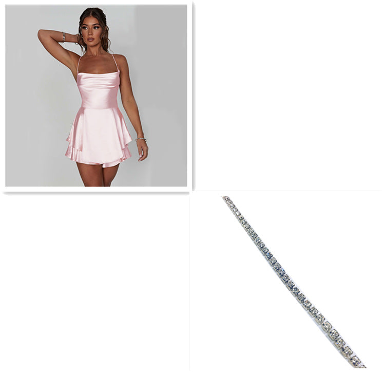 Sexy Backless Satin Suspender Mini Dress Dresses