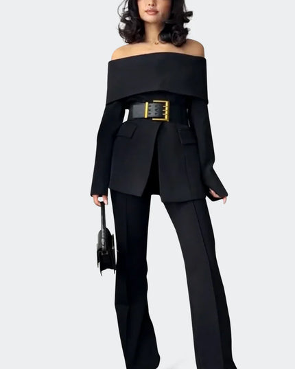 Delia™ | Black Cut Out Off Shoulders Set XL Two piece set