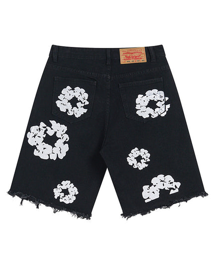Kapok Men's Embroidered Denim Shorts Men Shorts