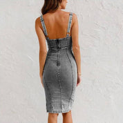 New U-Neck Suspender Denim Dress Dresses