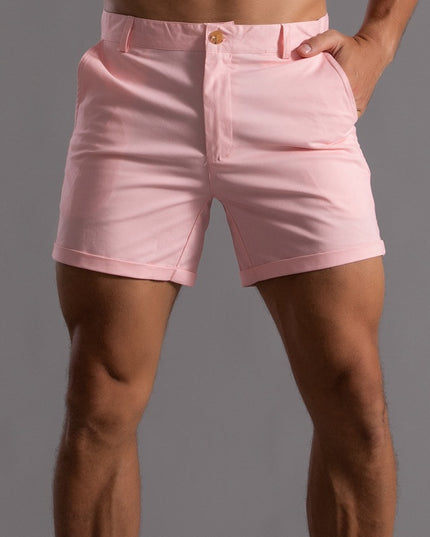 Men's Summer Linen Shorts with Pockets Pink Men Shorts
