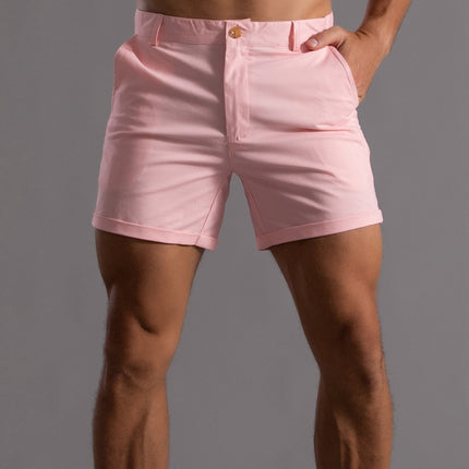 Men's Summer Linen Shorts with Pockets Pink Men Shorts
