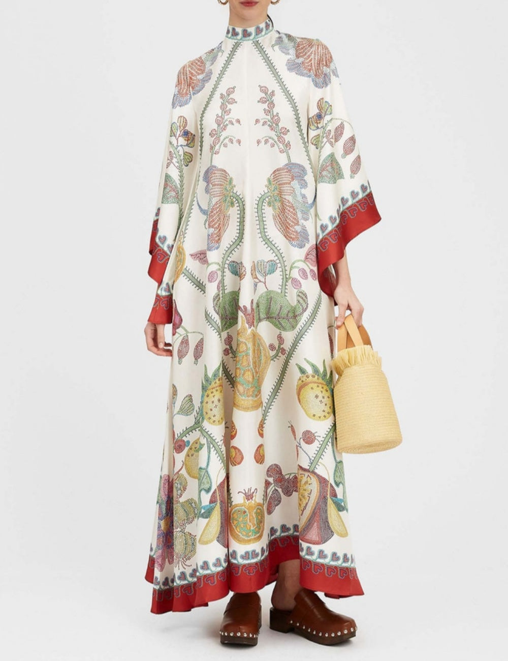 Hand-Placed Ebony Print Maxi Dress White Dresses