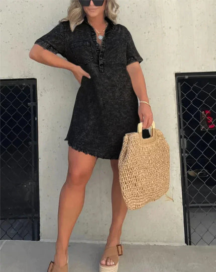 Vera | Denim Shirt Dress Black Dresses