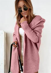 Oversized Bat-Sleeve Hooded Cardigan – Chic Comfort Pink Women Jacket