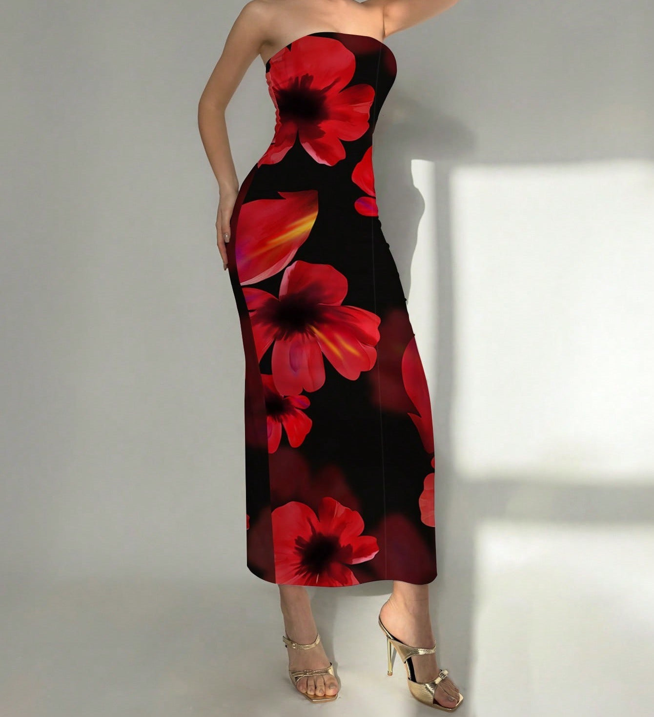 Women's Slim-Fit Floral Print Dress 9Color Dress