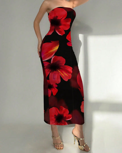 Women's Slim-Fit Floral Print Dress 9Color Dress