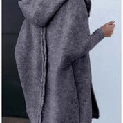 Oversized Bat-Sleeve Hooded Cardigan – Chic Comfort Dark Grey Women Jacket