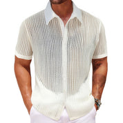 Men's Summer Knitted Polo Shirt Beige Shirts