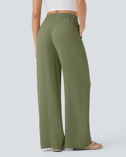 Elegant Linen Wide‑Leg Pants Women Pants