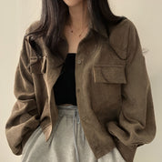Corduroy Drawstring Short Jacket Khaki Short Jacket