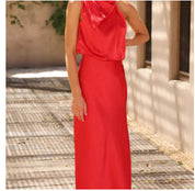 Elegant Sleeveless Summer Evening Party Dress Red Dresses