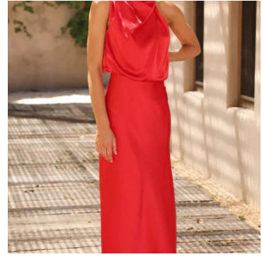 Elegant Sleeveless Summer Evening Party Dress Red Dresses
