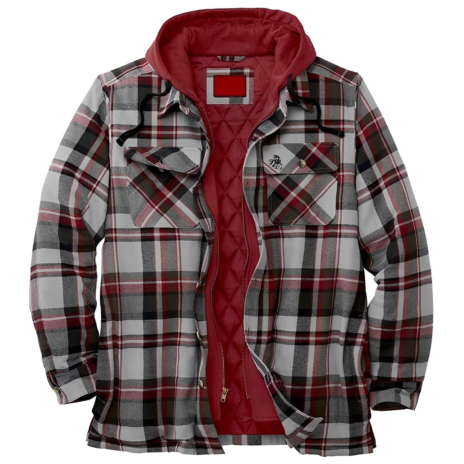 Men's Padded Hooded Jacket Red Padded Hooded Jacket