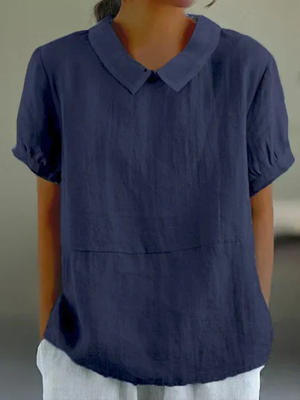 Amalie | Cotton Shirt Navy Blue Shirt