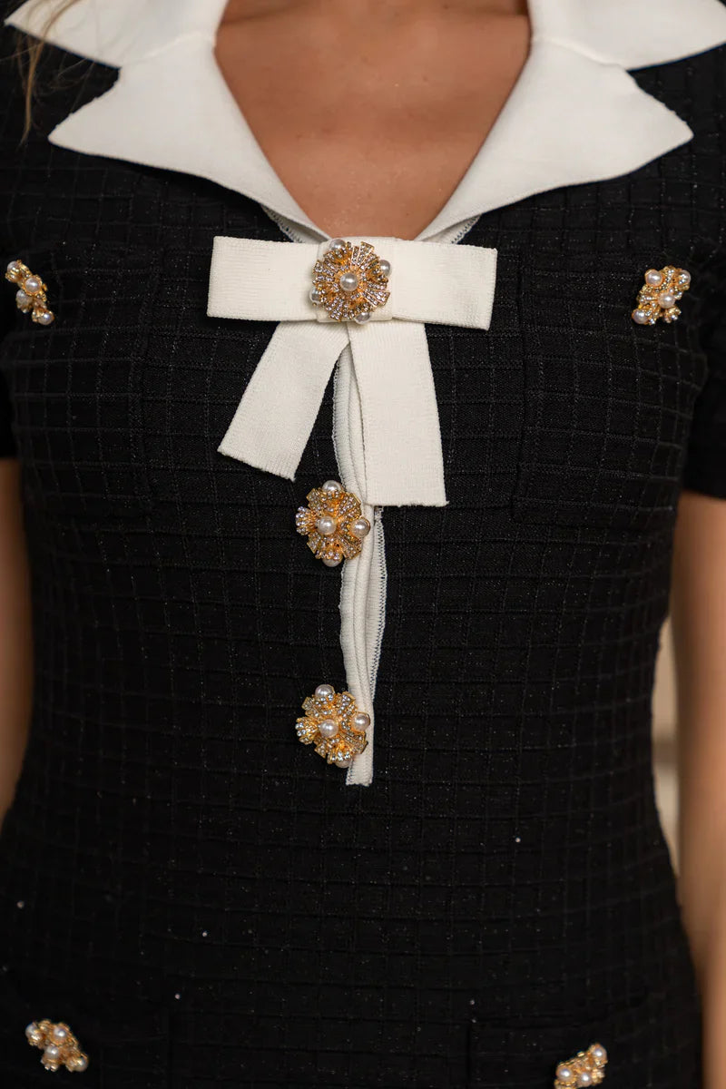 Catalina | Black Short Sleeve Embellished Mini Dress Dresses