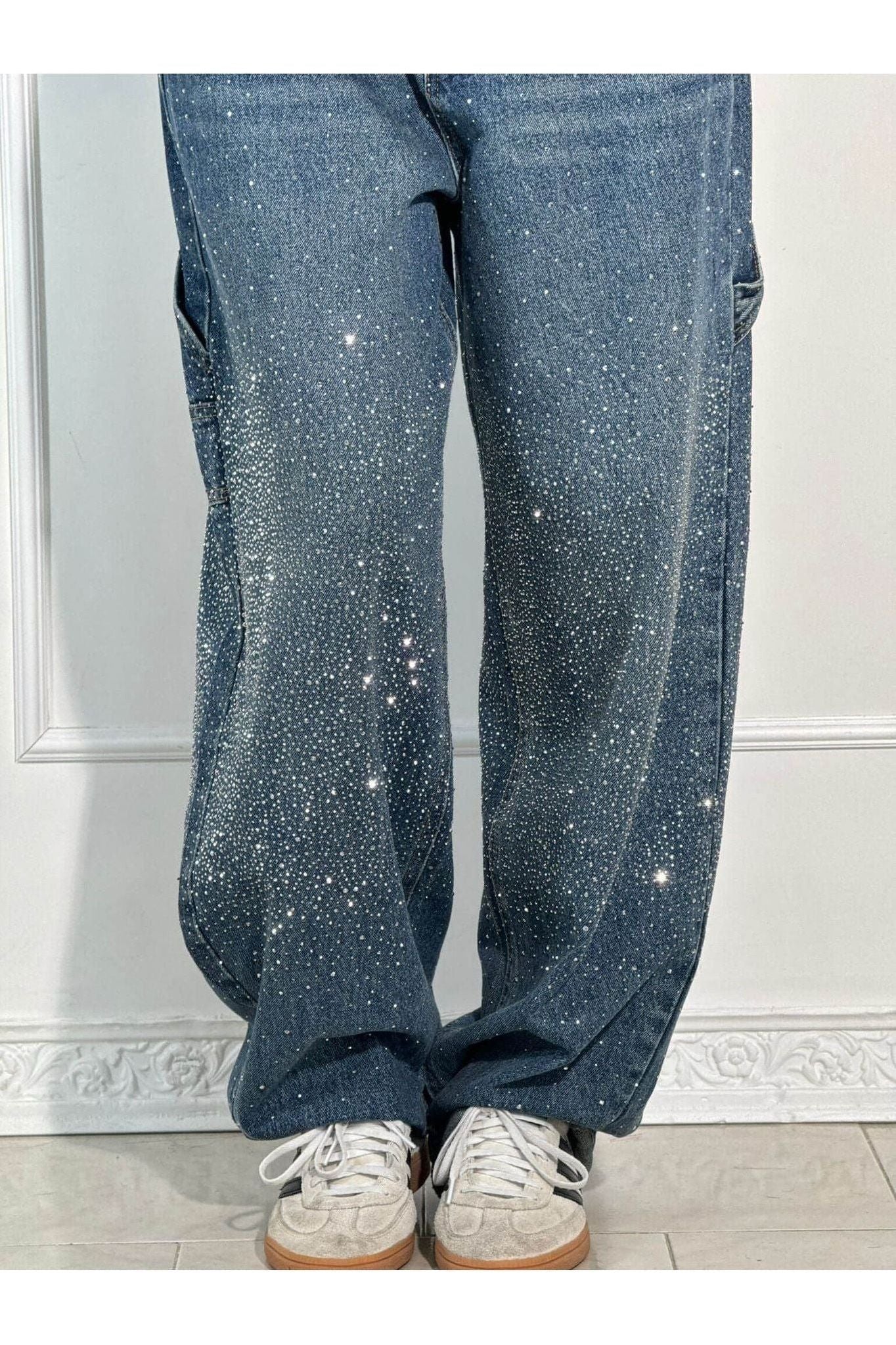 Celeste | Rhinestone Wide-Leg Jeans Pants
