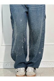 Celeste | Rhinestone Wide-Leg Jeans Pants