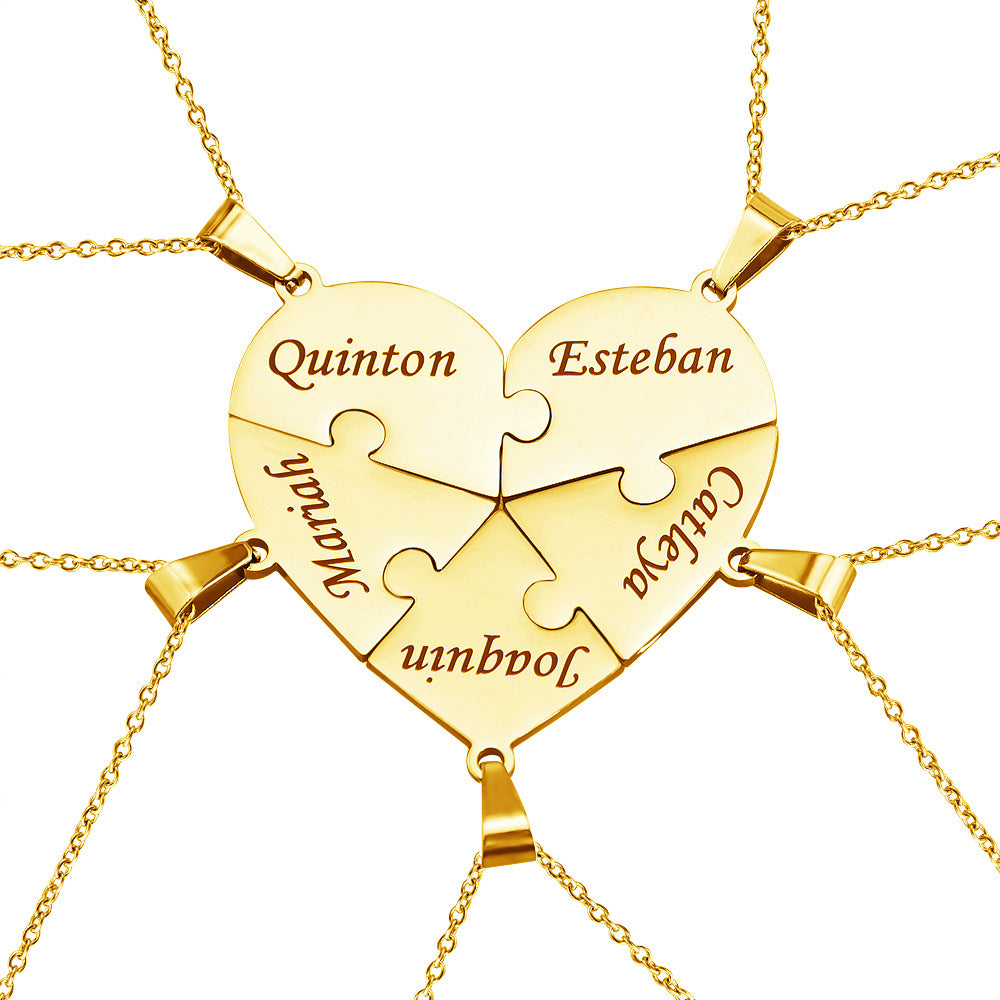Family Heart Puzzle Necklace Gold 5 Necklace