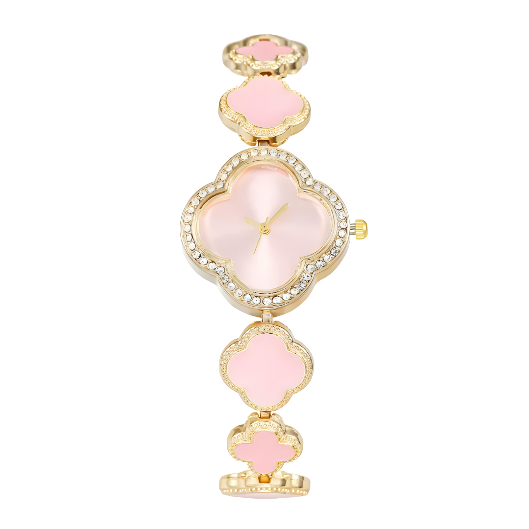 Lucky Clover Sparkle Watch Soft Pink Bracelets