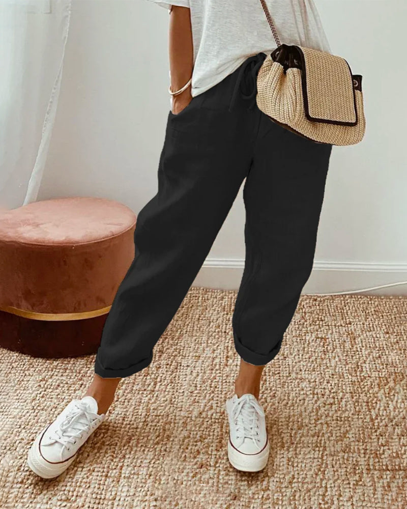 Bali - Elegant Cotton Pants Black Pants