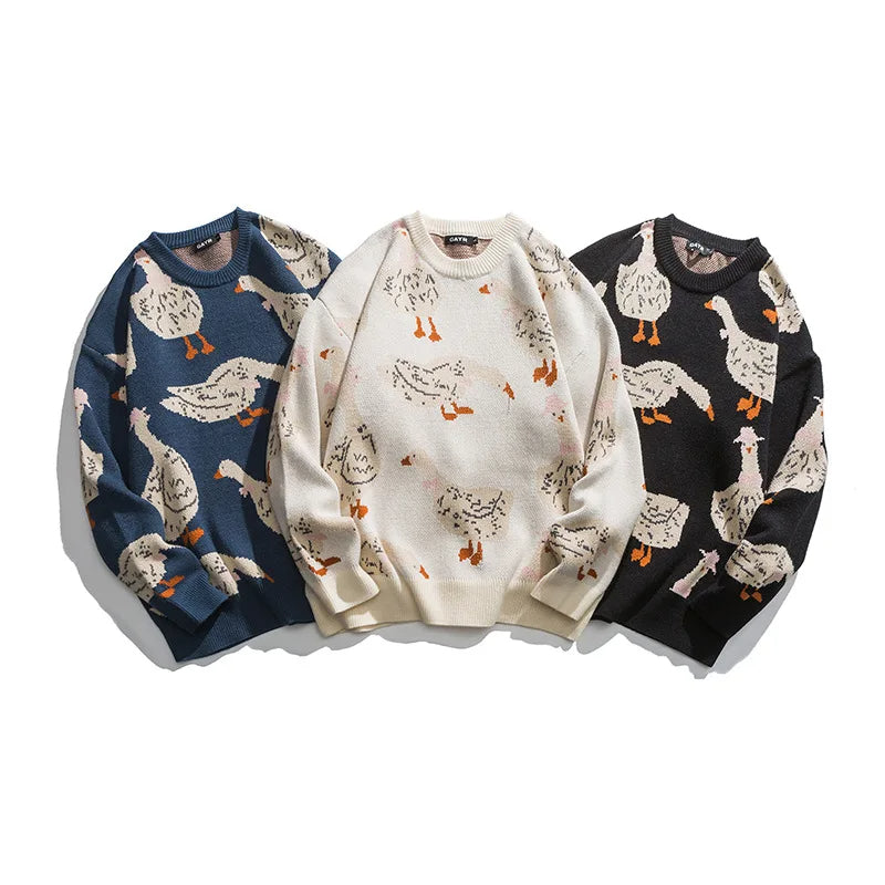 Cozy Goose Print Sweater Sweaters