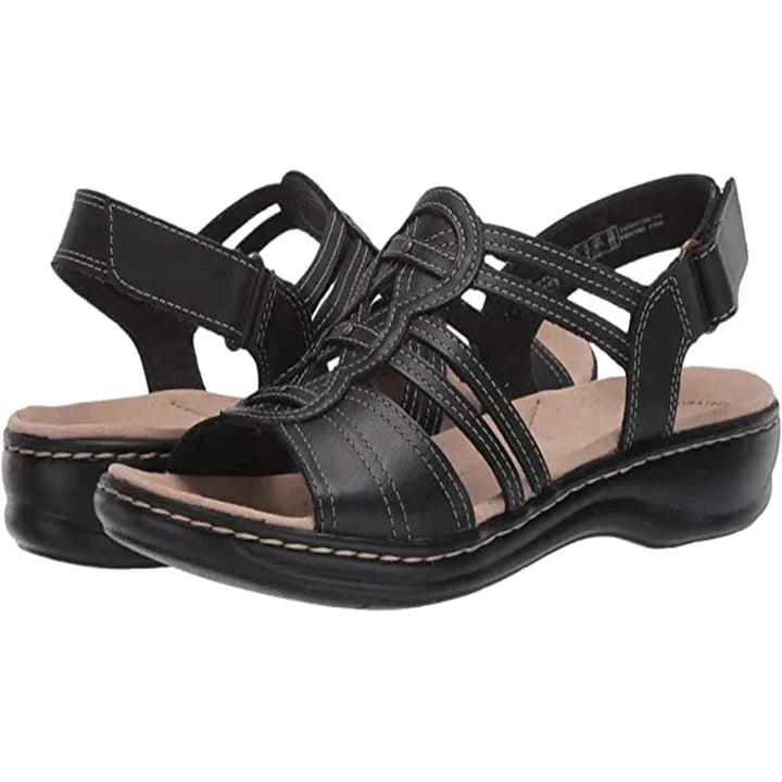 Women's Orthopedic Flat Sandals Black Orthopedic Sandals